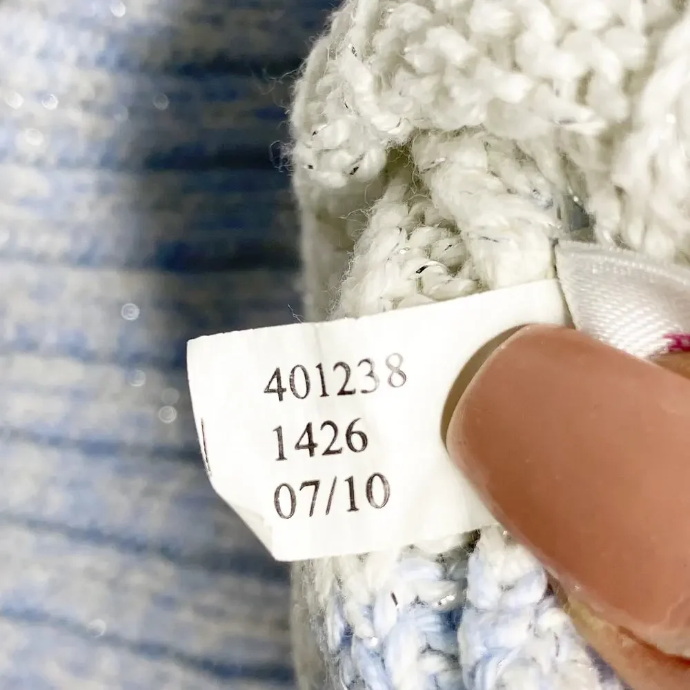 Justice Blue Striped Winter Ribbed Long Sleeve Sweater Size 10